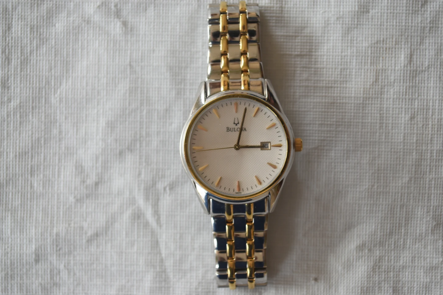 Bulova Men's 98B134 White Stainless-Steel + two-tone finish.