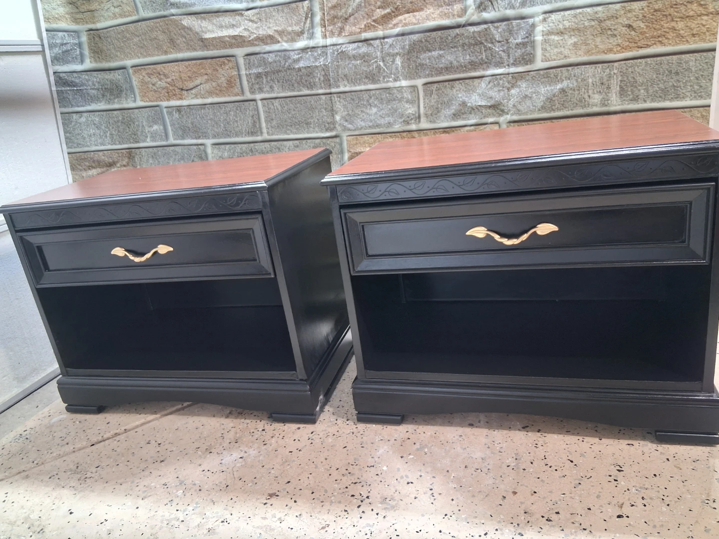 Black Nightstands with Drawer (Set of 2) - photo 5