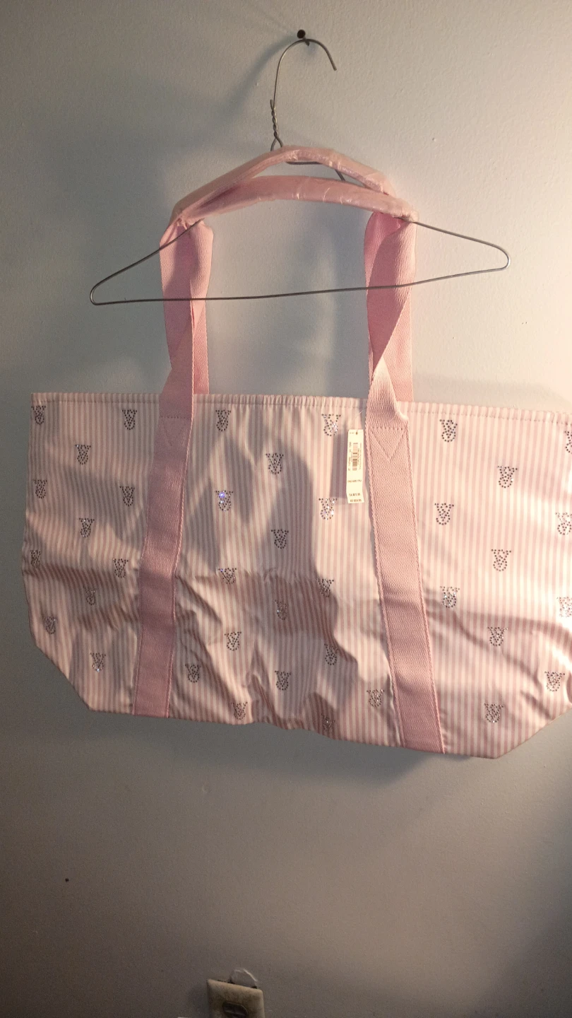 Victoria's Secret Pink Striped Tote Bag with Charms - photo 2