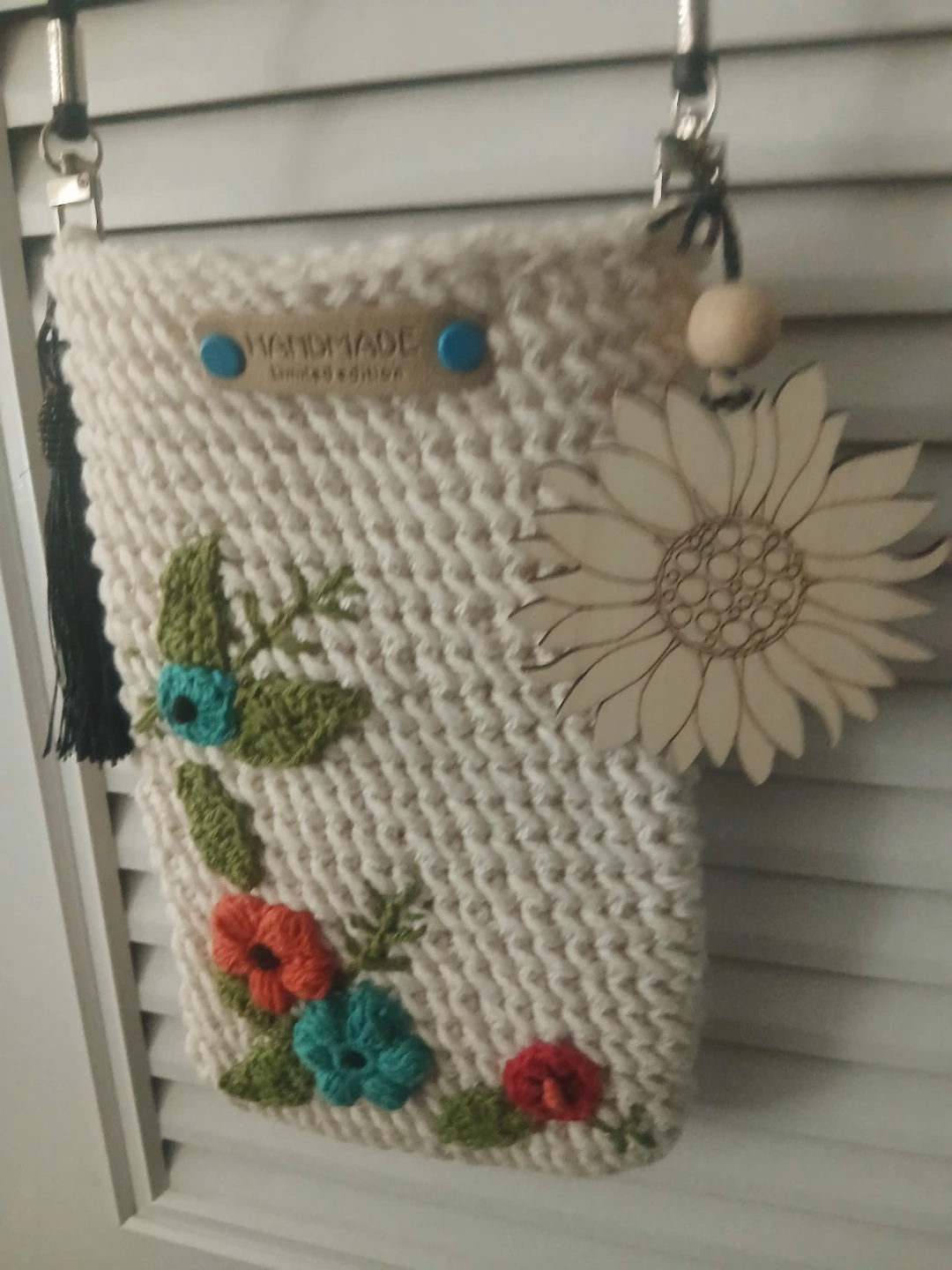 Crochet cell phone bag with inside pocket - photo 2