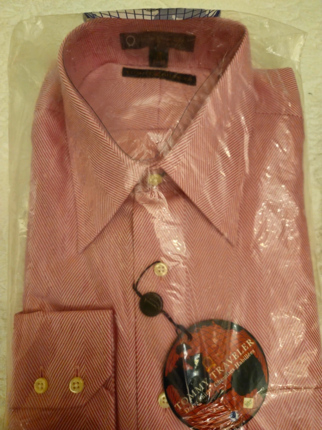 Tommy Hilfiger Men's Pink Herringbone Dress Shirt