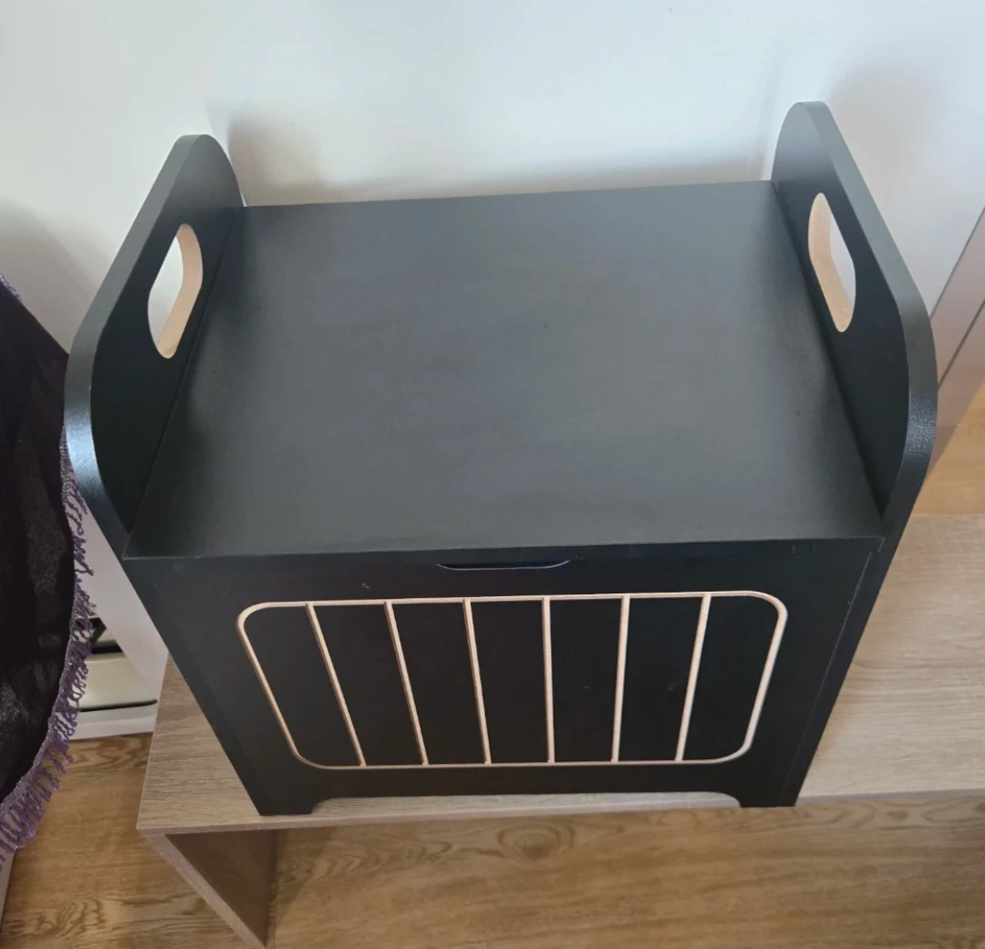 Black Wooden Toy Box Storage Chest - photo 3
