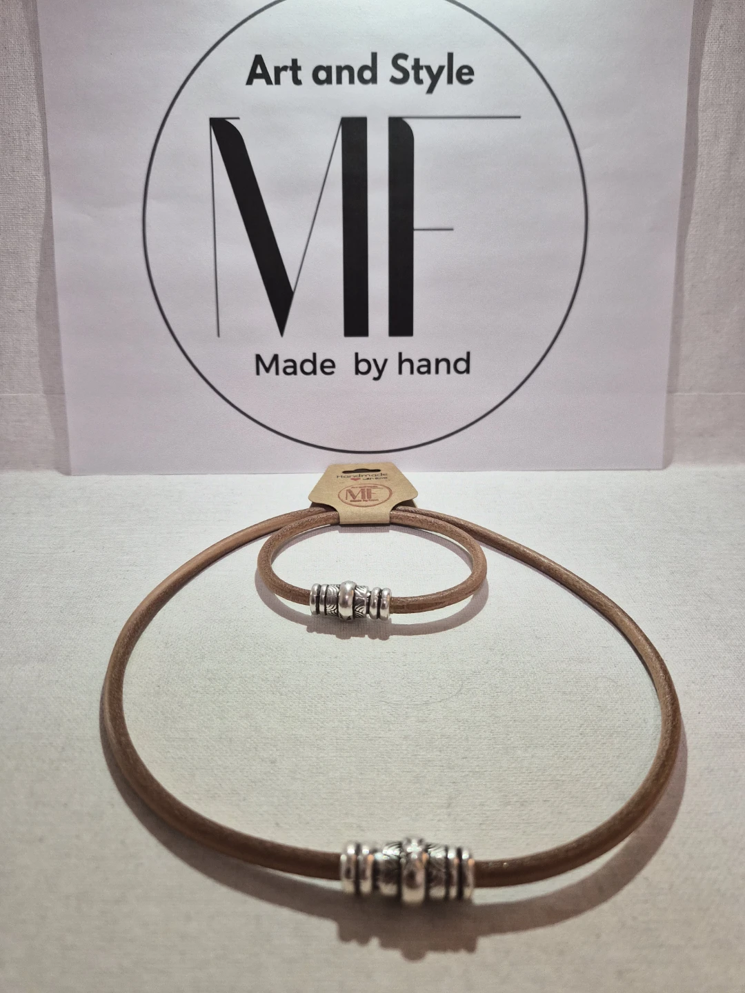 MF "Art and Style" Handmade Leather Necklace and Bracelet Set