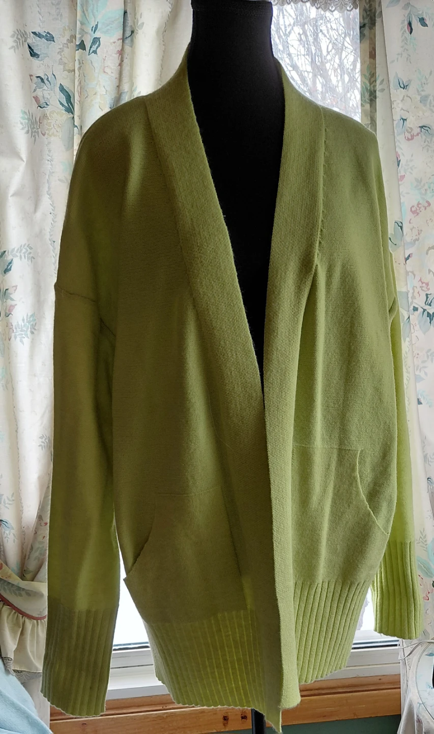 Lime Green Cardigan with Pockets