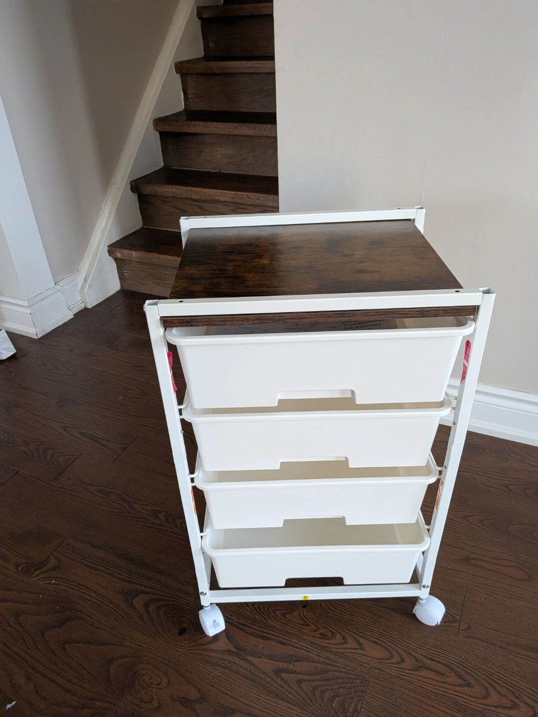 4-Drawer Rolling Storage Cart with Wood Top - photo 2
