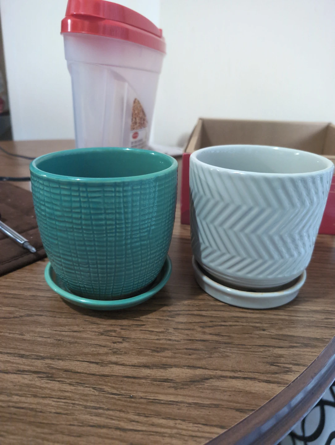 Plant It! Ceramic Planters with Saucers (Set of 2) - photo 2
