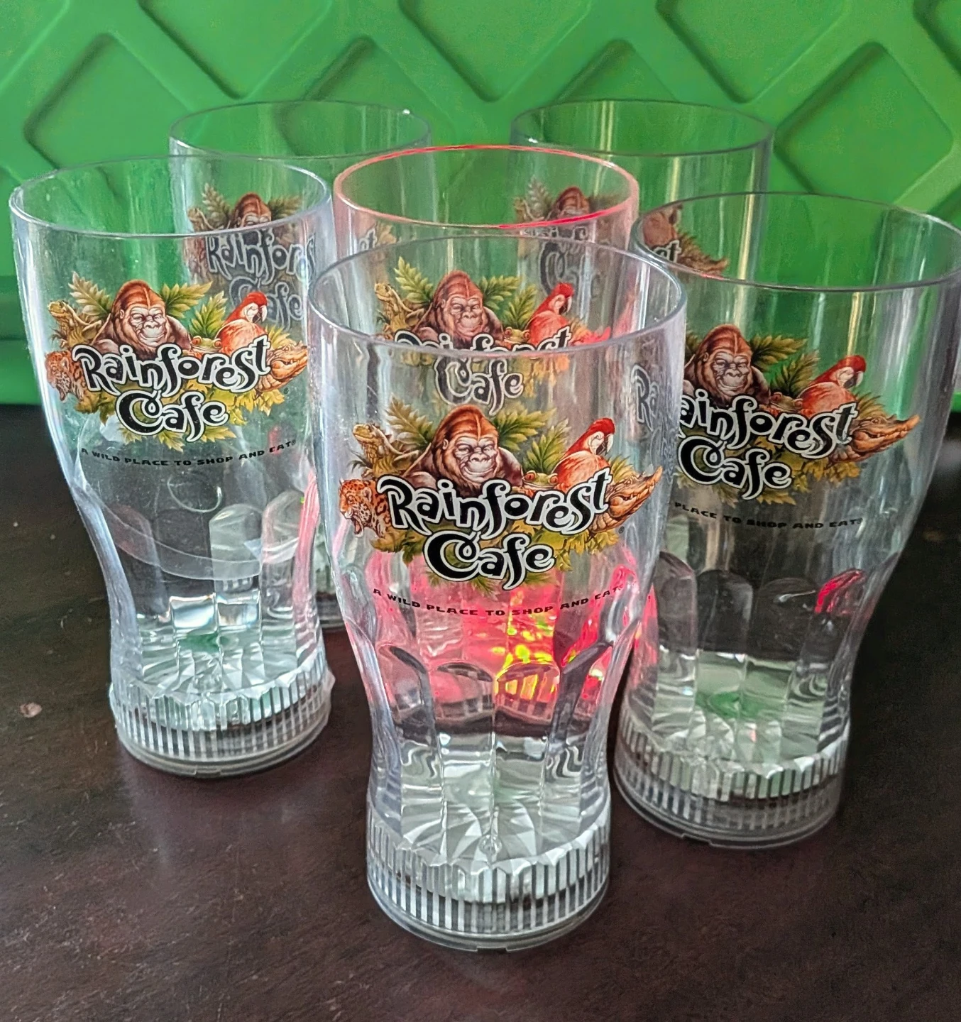 Set of 6 Light Up Rainforest Cafe Glasses