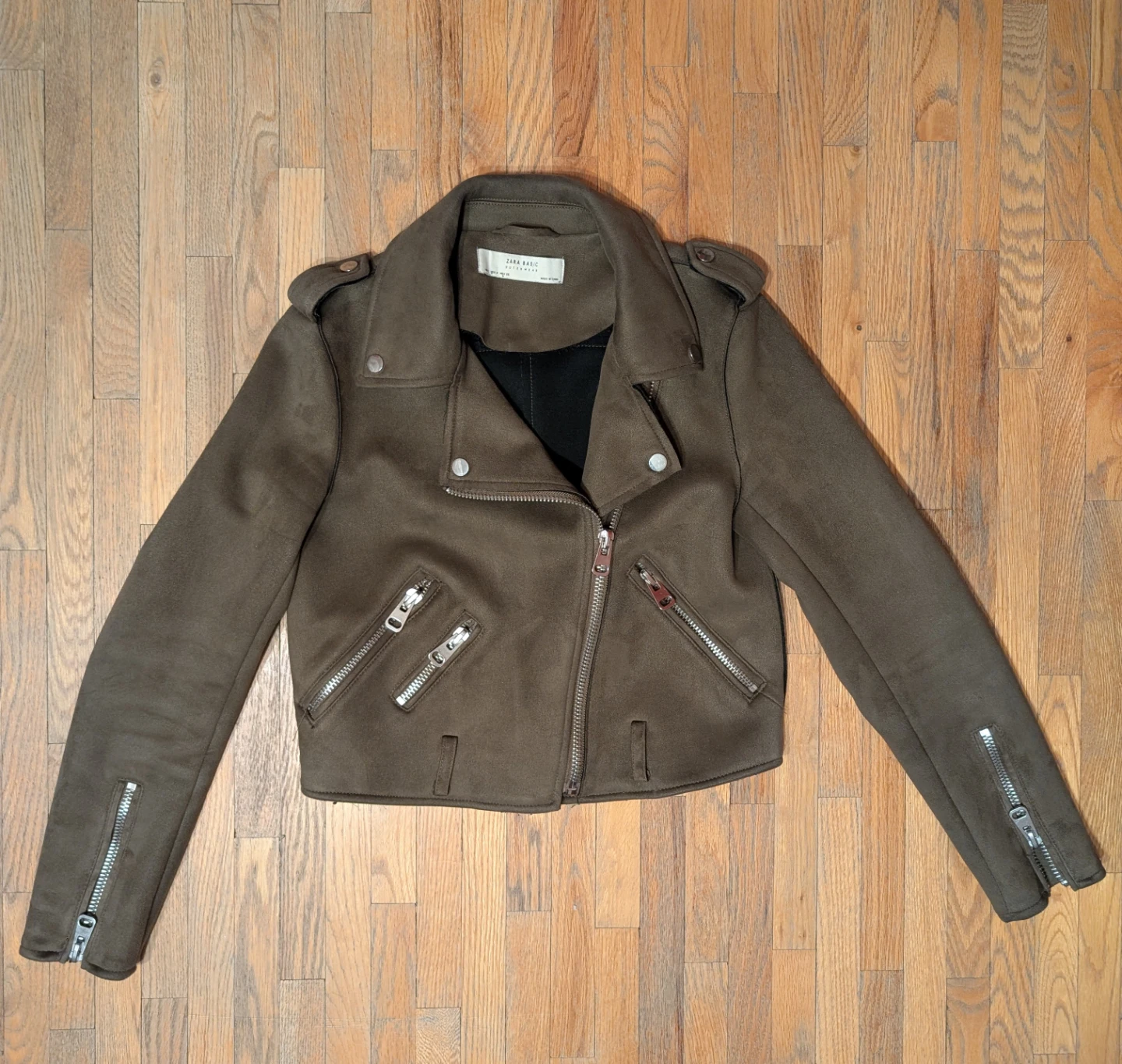 Zara Basic Faux Suede Moto Jacket
