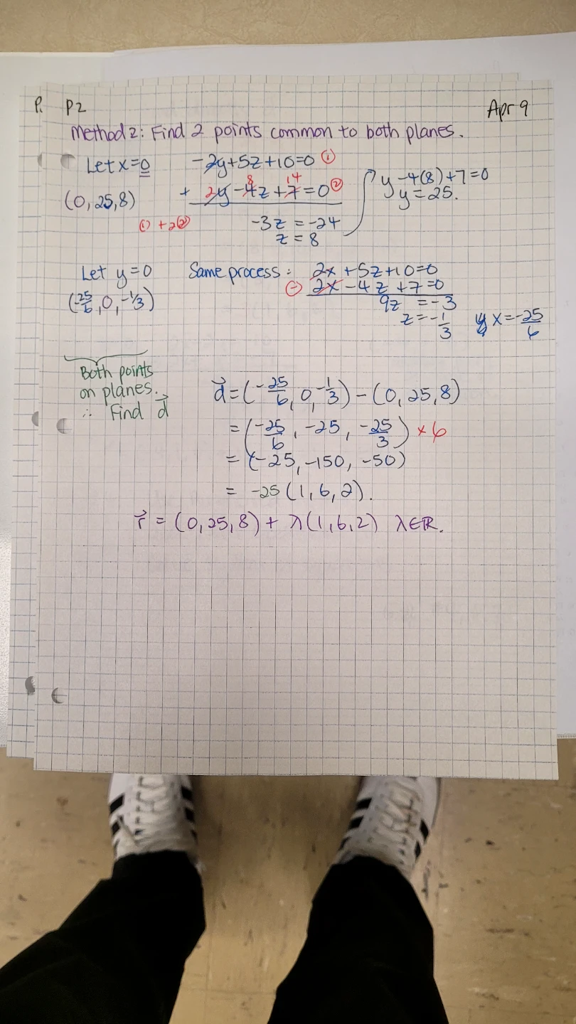 Math Notes: Intersection of Two Planes & Systems of Equations - photo 2