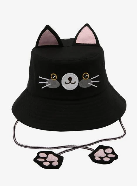Black Cat Bucket Hat with Ears