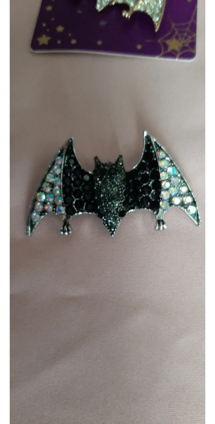 Bat pin/brooch with rhinestones