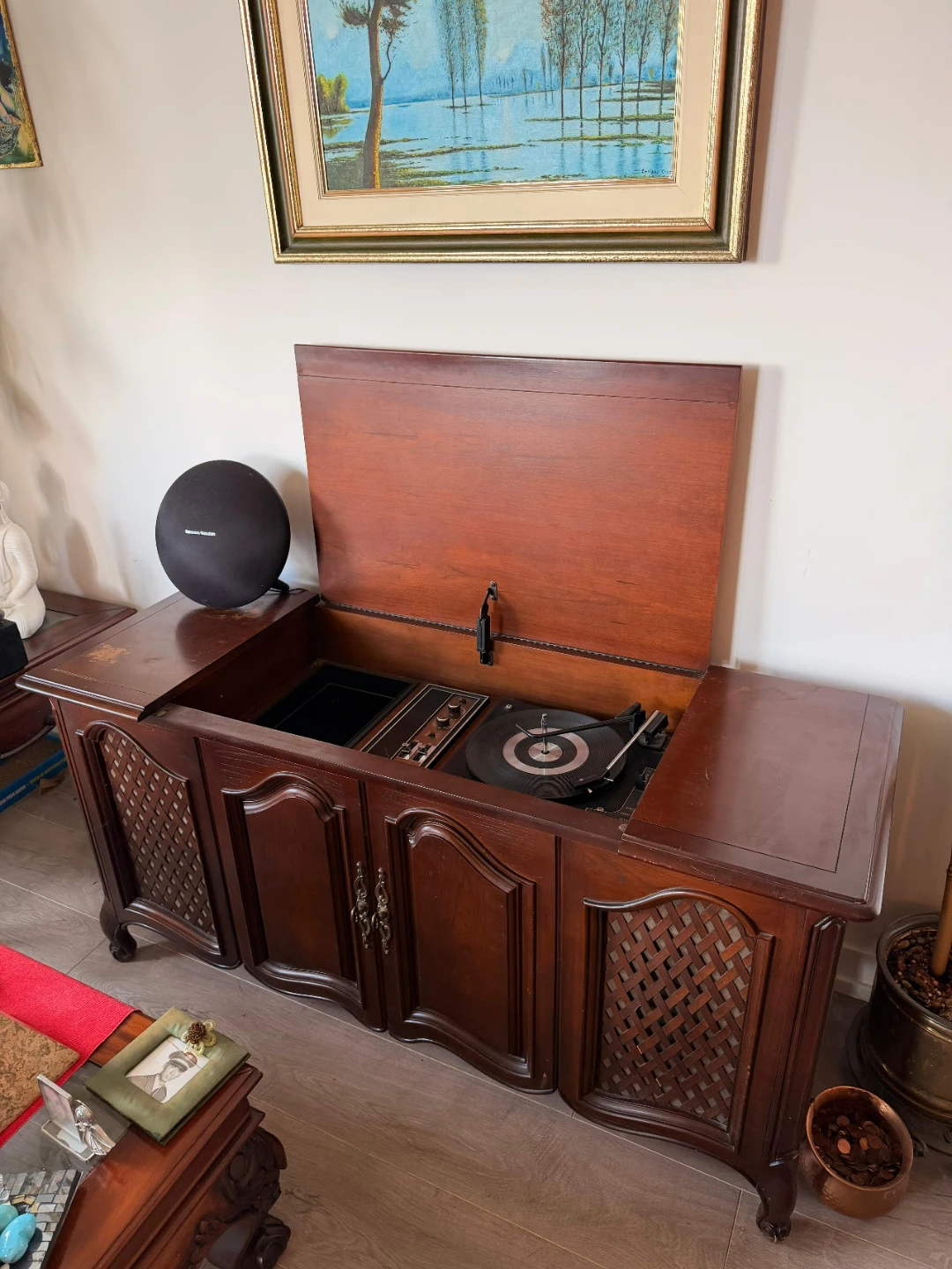 Vintage Record Player Console with Stereo