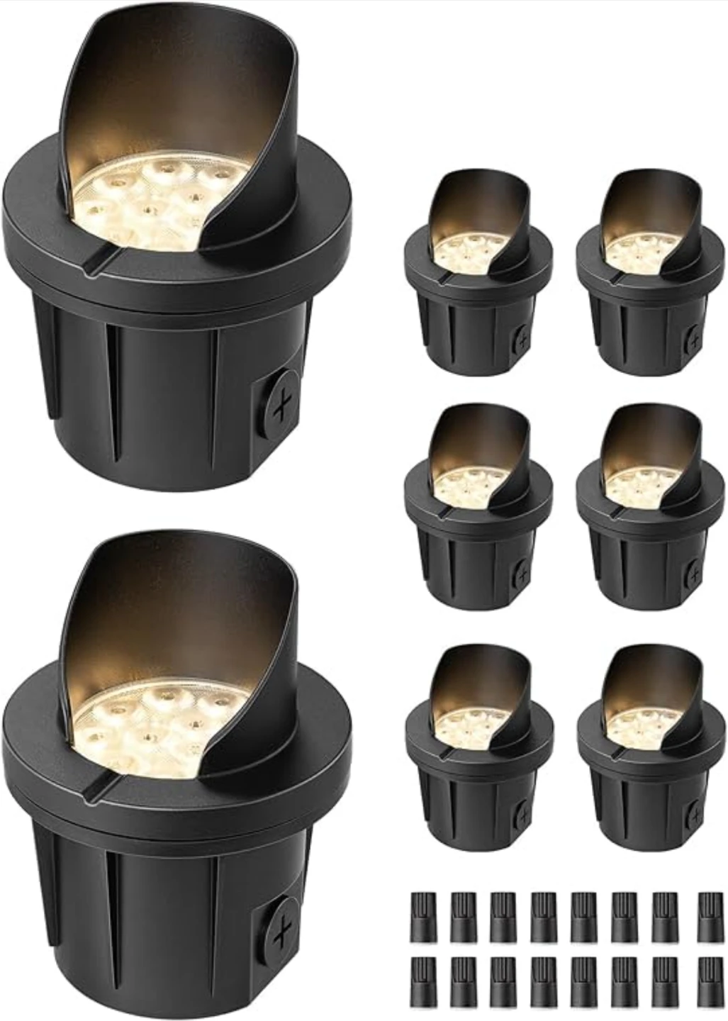 Set of 8 Black Outdoor Landscape Spotlights - 8W LED, 3000K