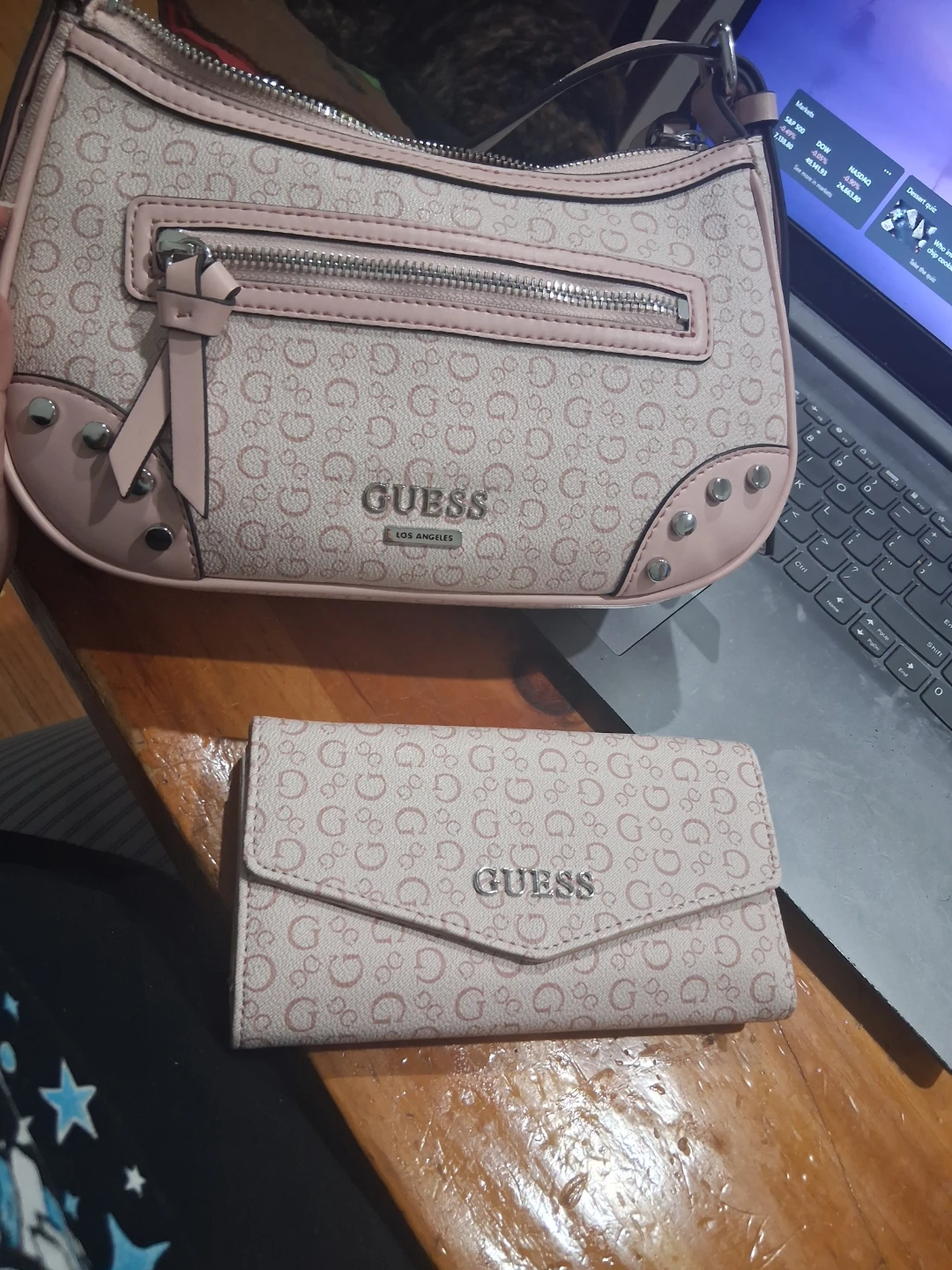 Guess Pink Monogram Shoulder Bag and Wallet Set - photo 2