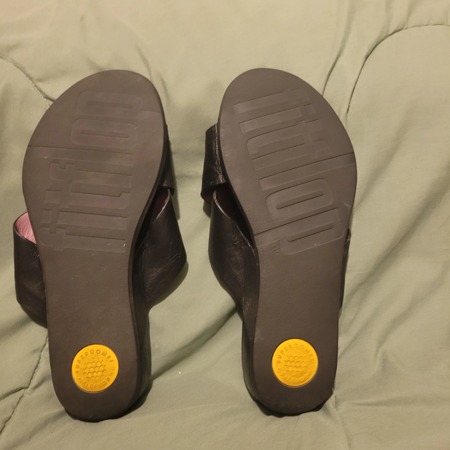 FitFlop Black Leather Criss-Cross Slides W8 - photo 3