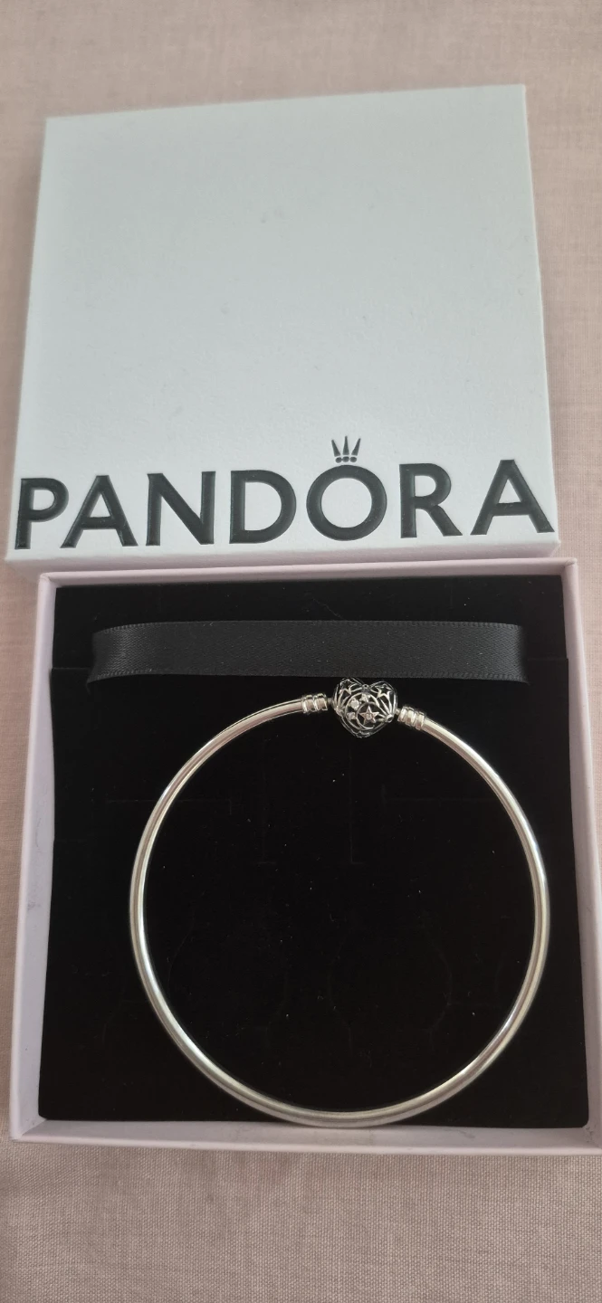 Pandora Silver Bangle Bracelet with Heart Charm