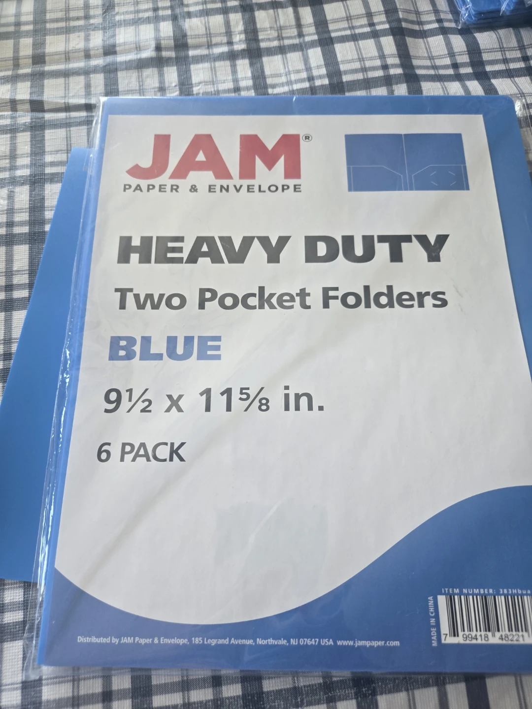 JAM Paper Heavy Duty Two Pocket Folders - Blue - 6 Pack