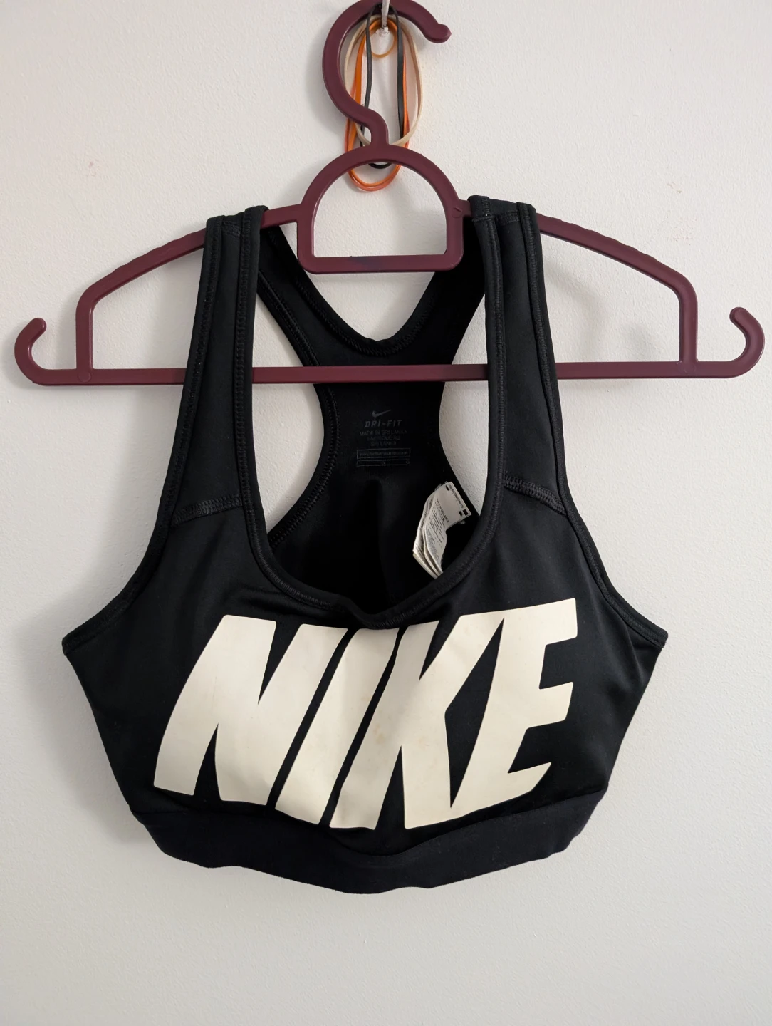 Nike Logo Dri-Fit Sports Gym Yoga Bra Black Racerback 90cm