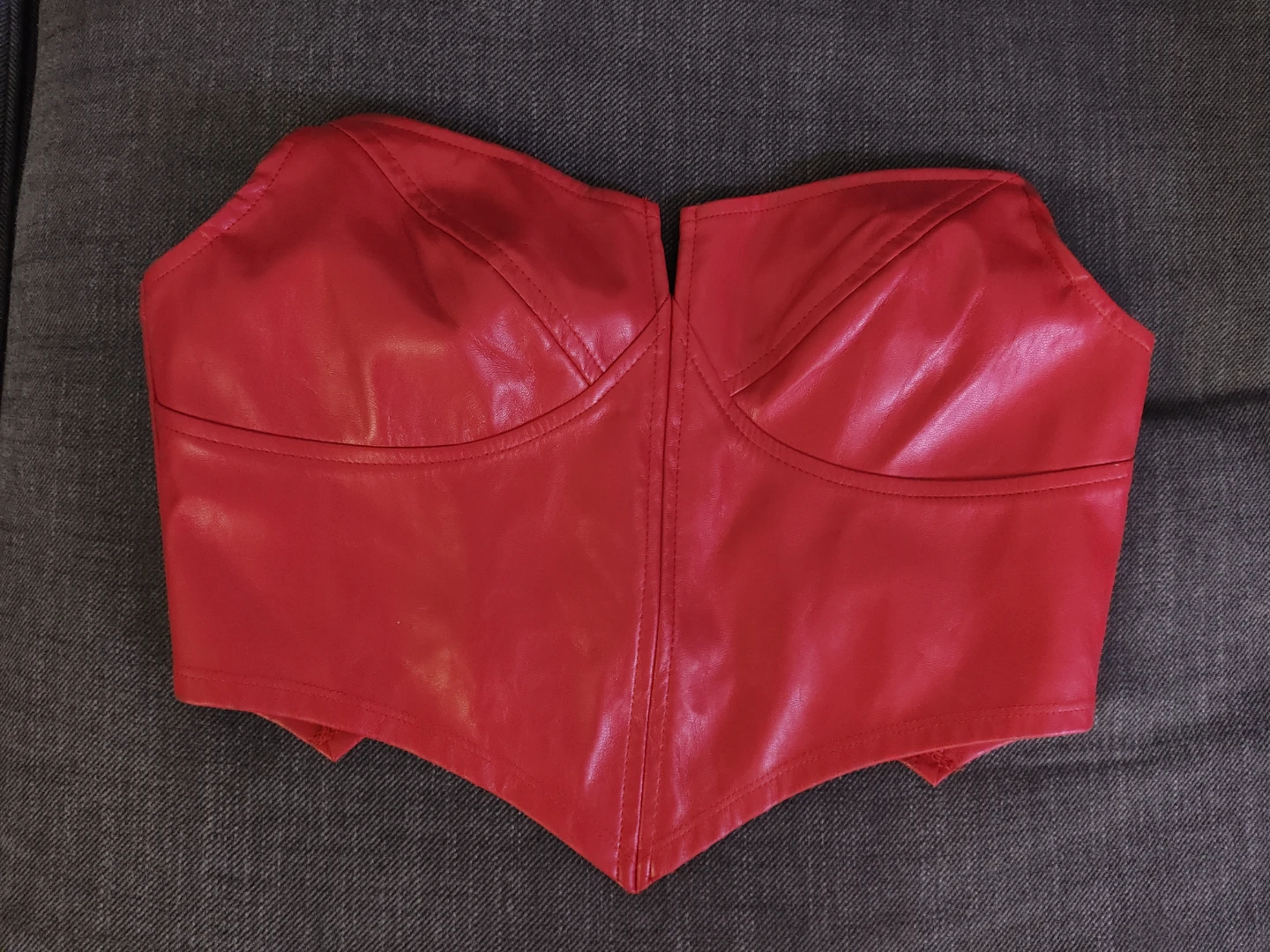 SHEIN MOD Red Faux Leather Corset Top - Size M