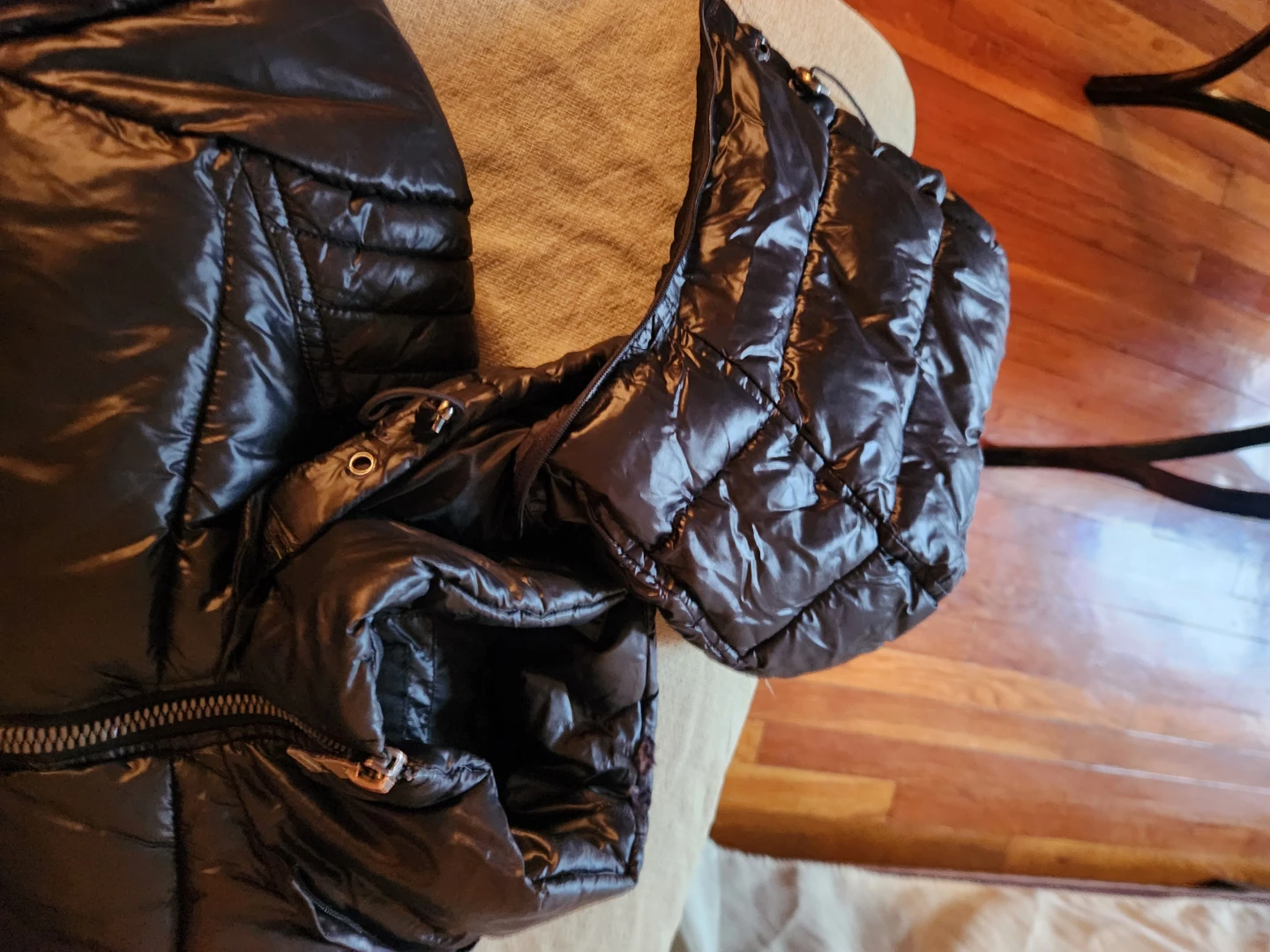 Guess Black Puffer Jacket with Hood
