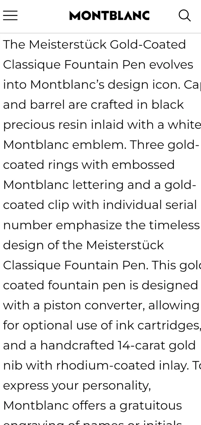 Mont Blanc Meisterstück Gold-Coated Classique Fountain Pen.146. - photo 4