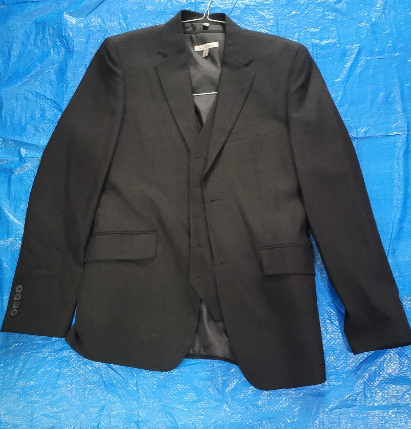 Le Château Black Suit Jacket & Vest Set - Size S/P