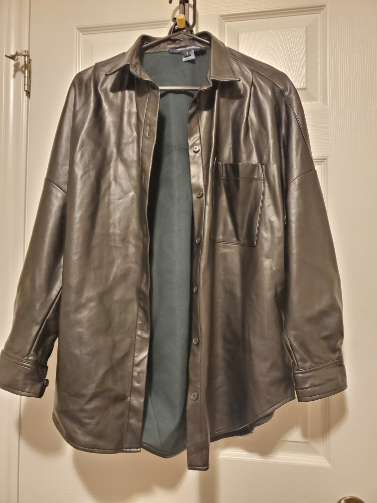 French Connection Faux Leather Oversized Jacket - Size S  🌱