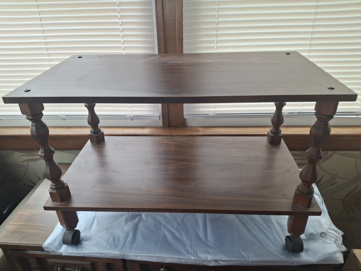 Wooden Two-Tier Serving Cart