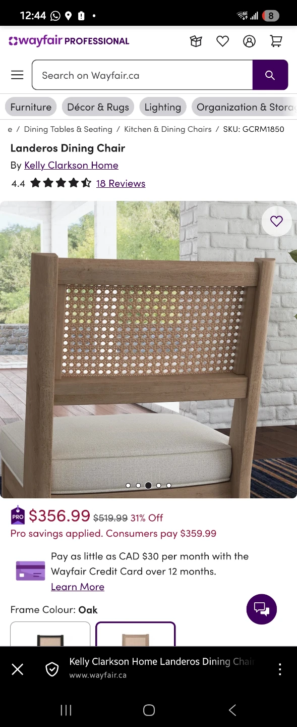 Kelly Clarkson Home Landeros Dining Chair - Oak Frame - photo 3