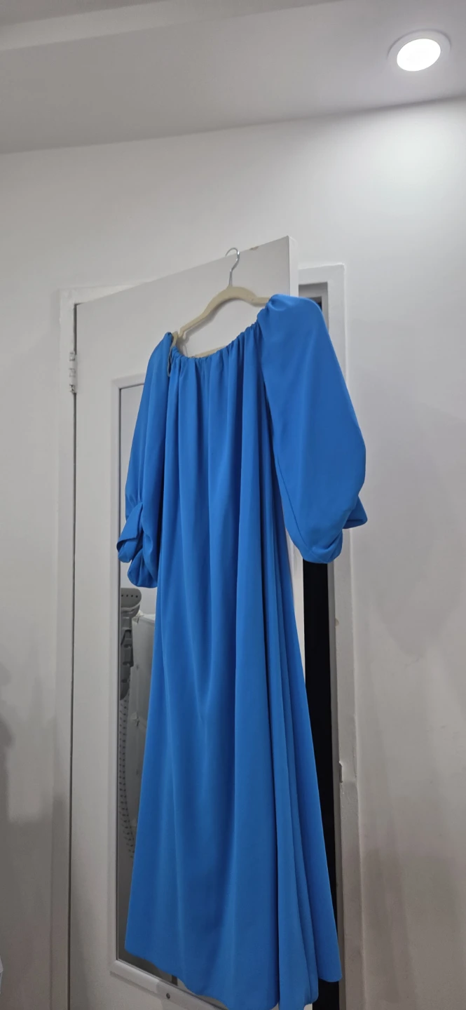 Blue Maxi Dress with Puff Sleeves - photo 2