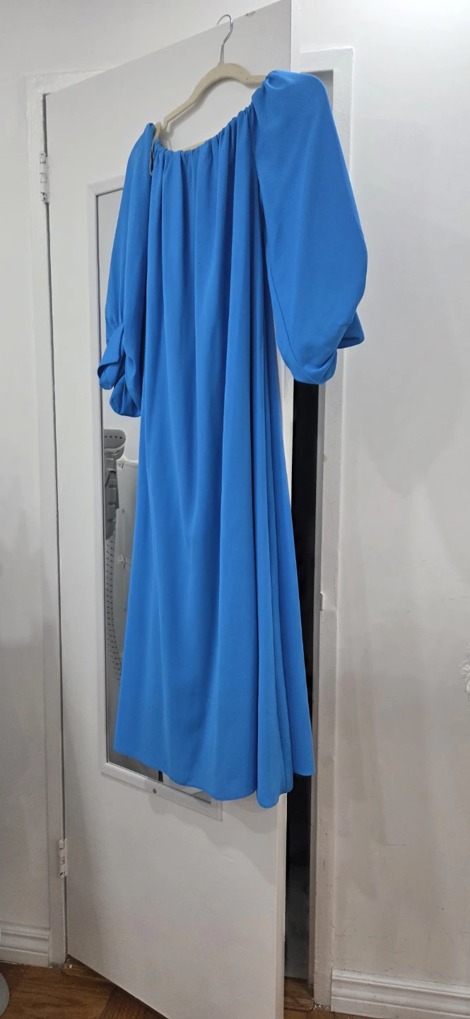 Blue Maxi Dress with Puff Sleeves - photo 3