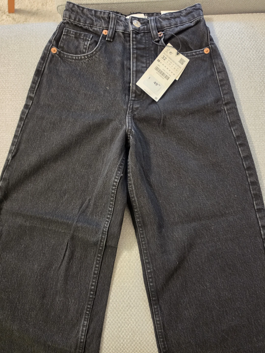 Zara Hi Rise Cropped Jeans Black Size 32 - photo 3