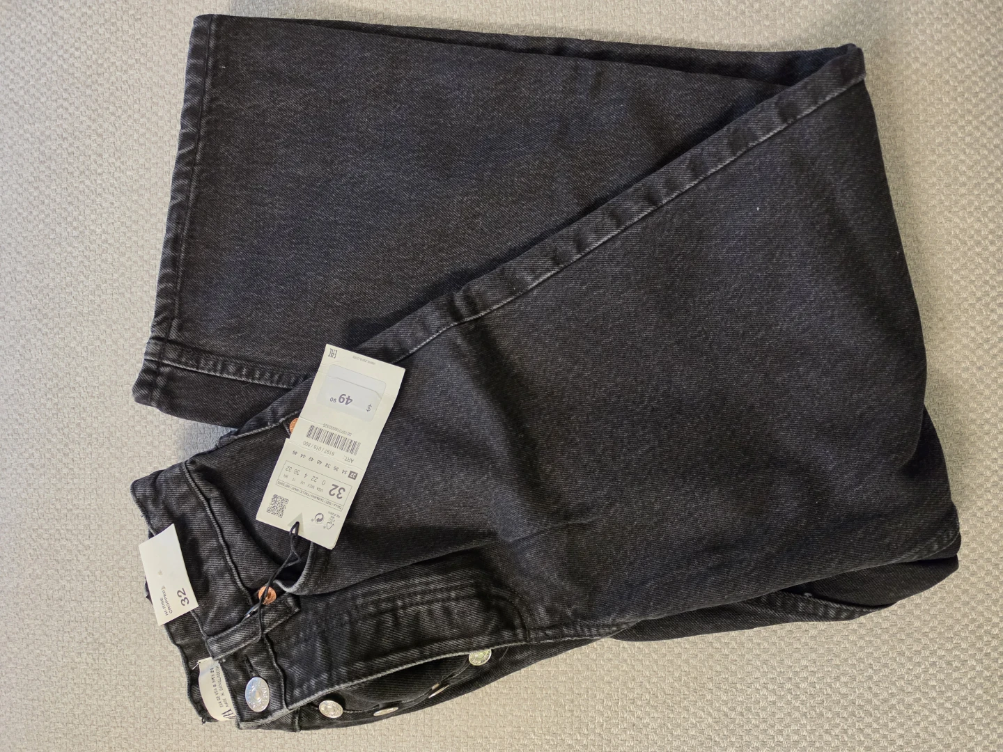 Zara Hi Rise Cropped Jeans Black Size 32 - photo 4