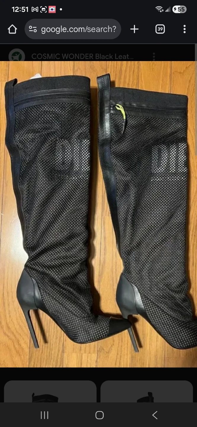 DIESEL Black Mesh Knee-High Boots