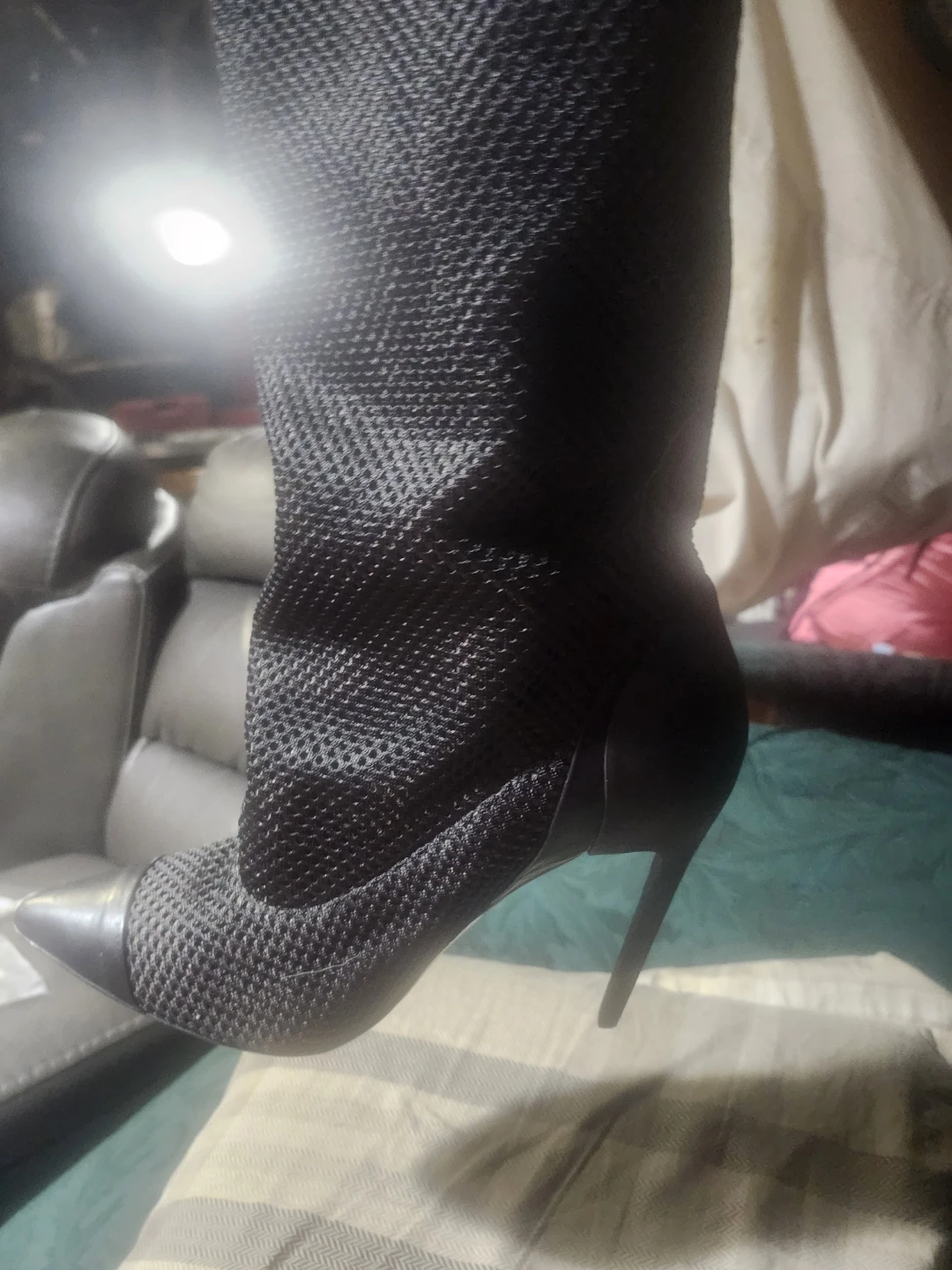 DIESEL Black Mesh Knee-High Boots - photo 2