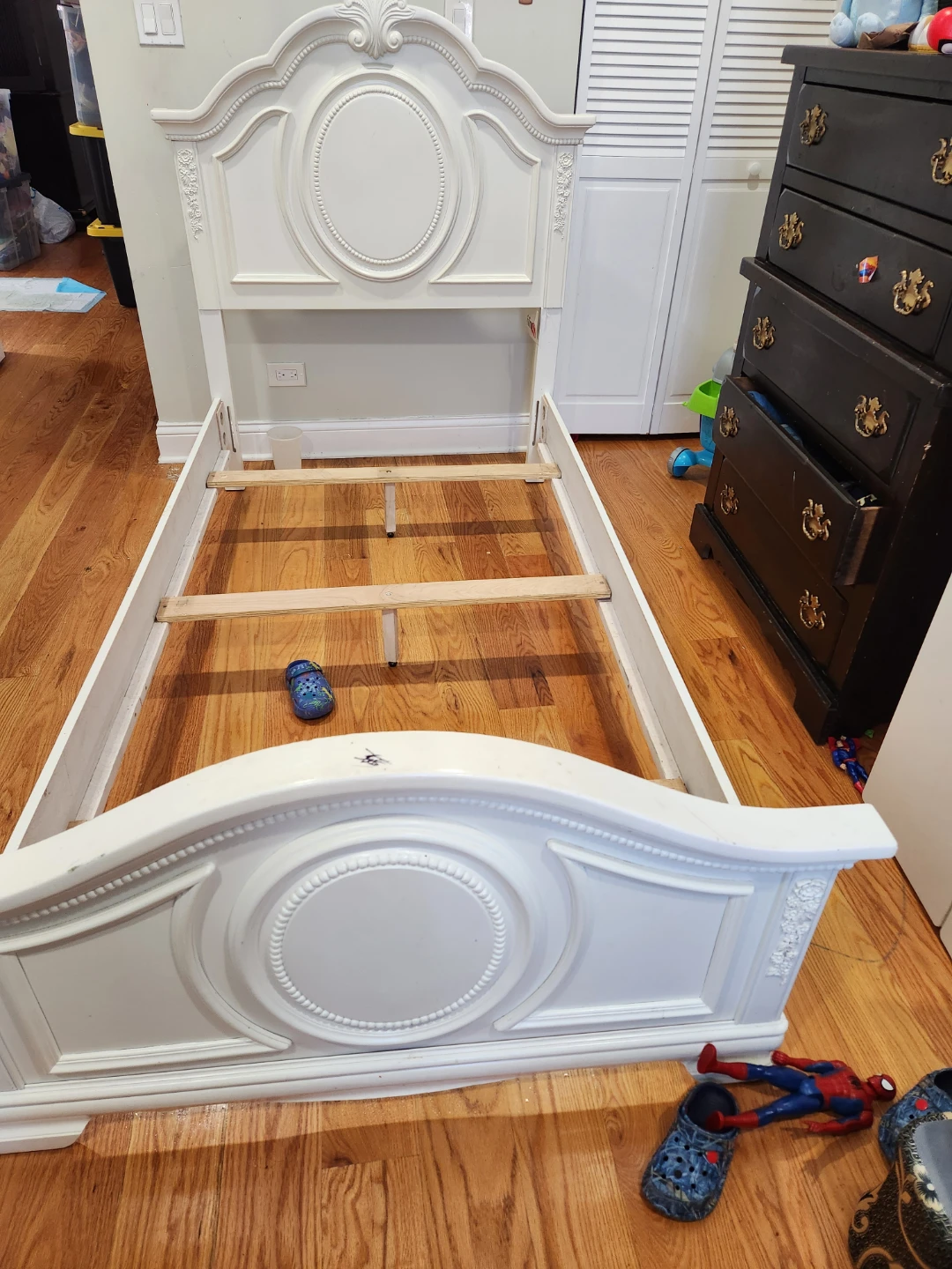 White Twin Bed Frame with Headboard and Footboard