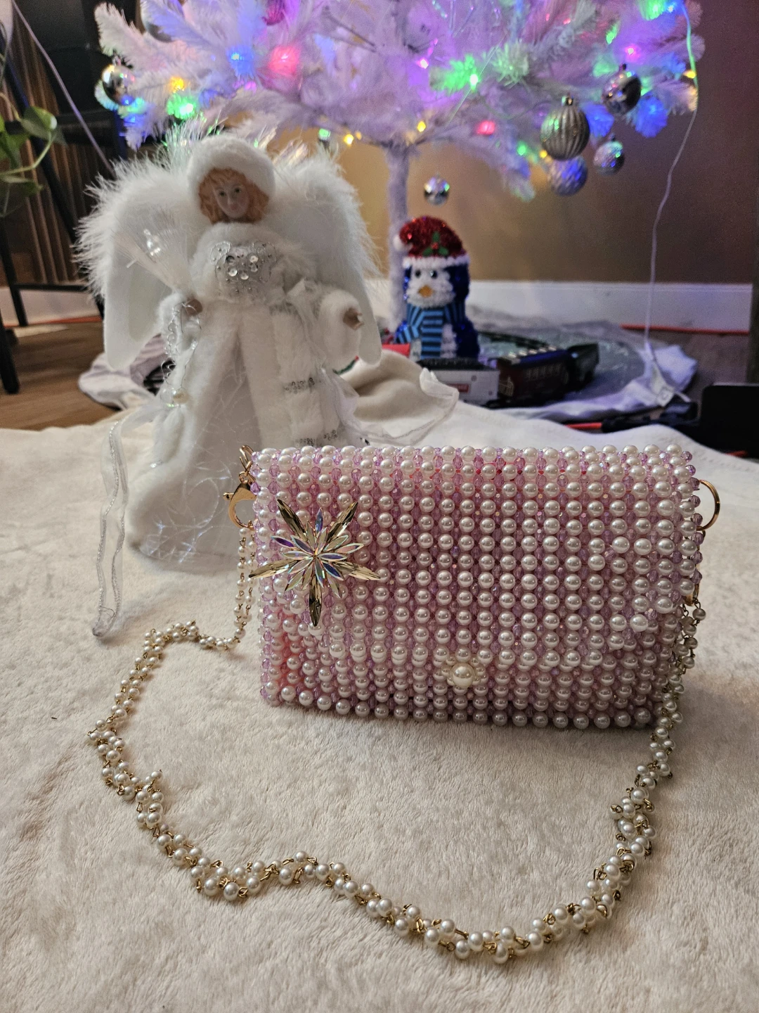 Pink Pearl Beaded Clutch with Star Accent - photo 2