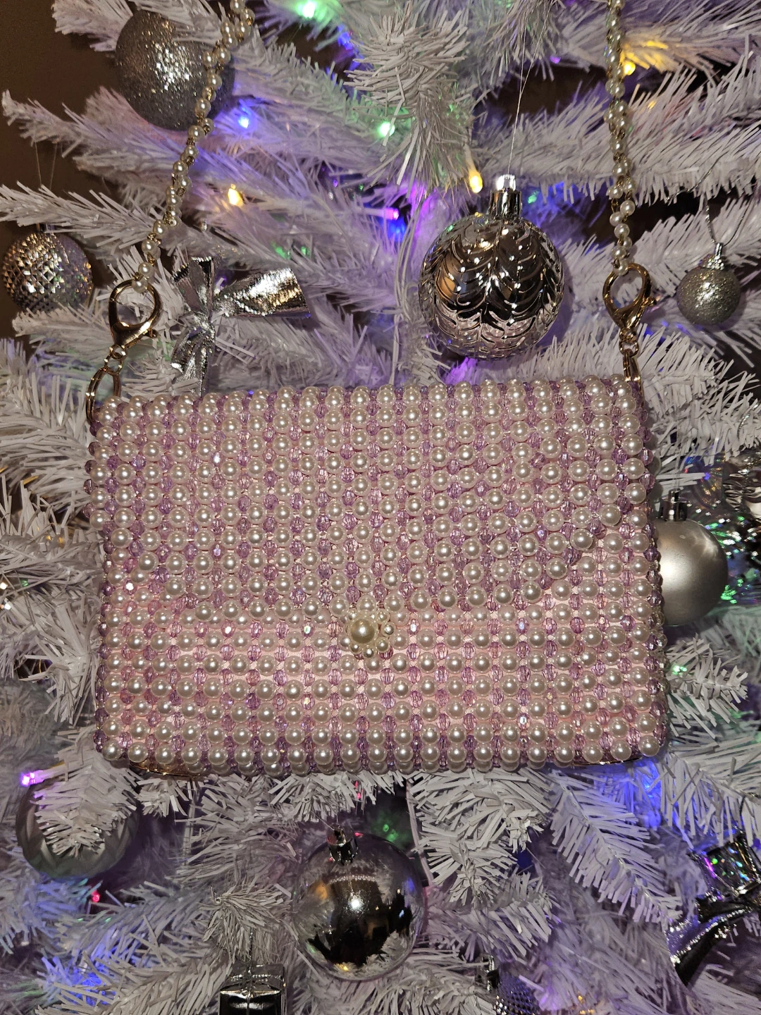 Pink Pearl Beaded Clutch with Star Accent - photo 3