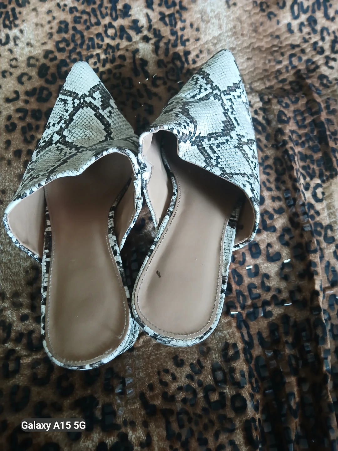 Women's Snake Print Pointed Toe Mules