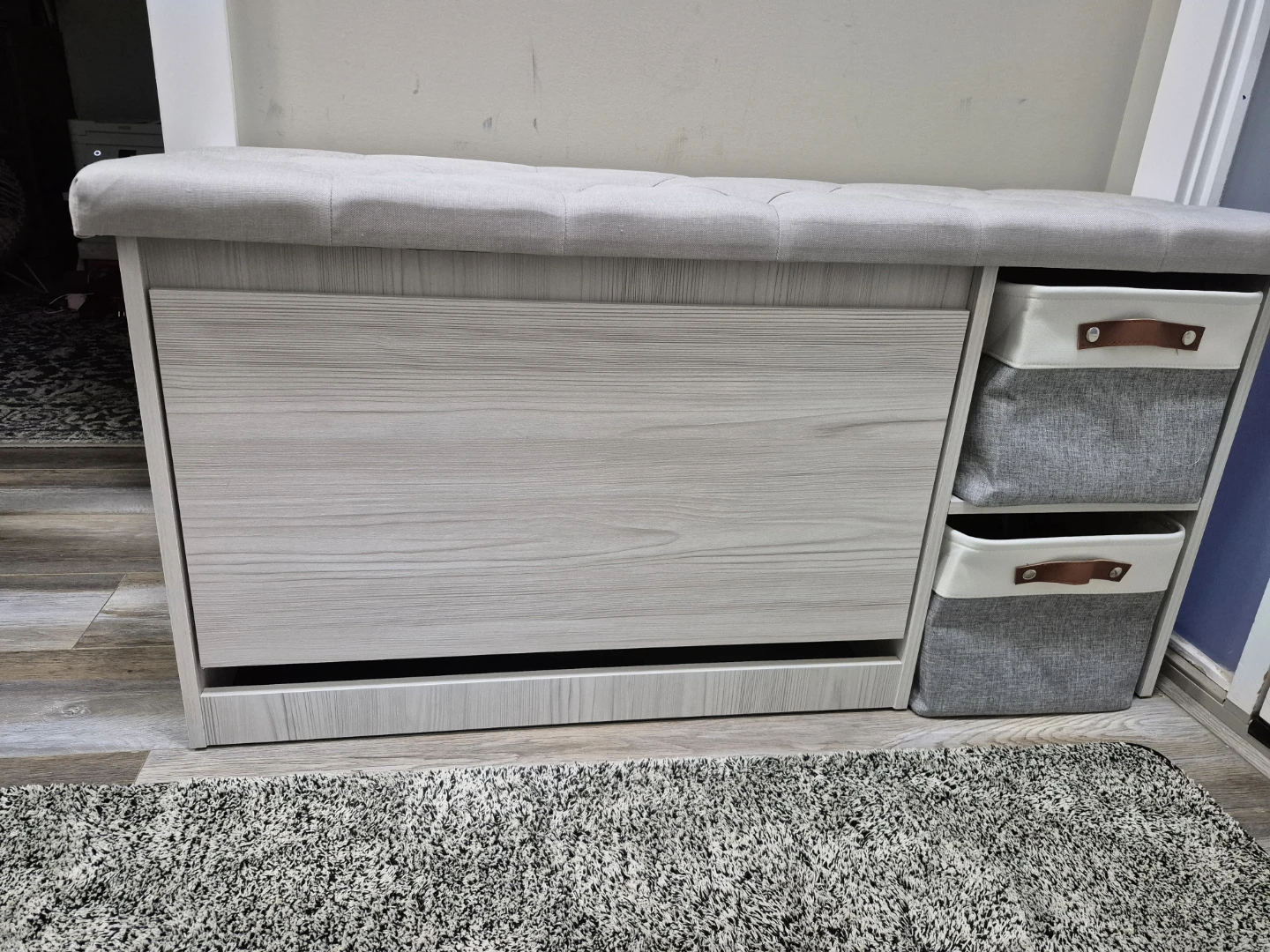 45" L x 15 W x 22" H Shoe Bench in soft Grey