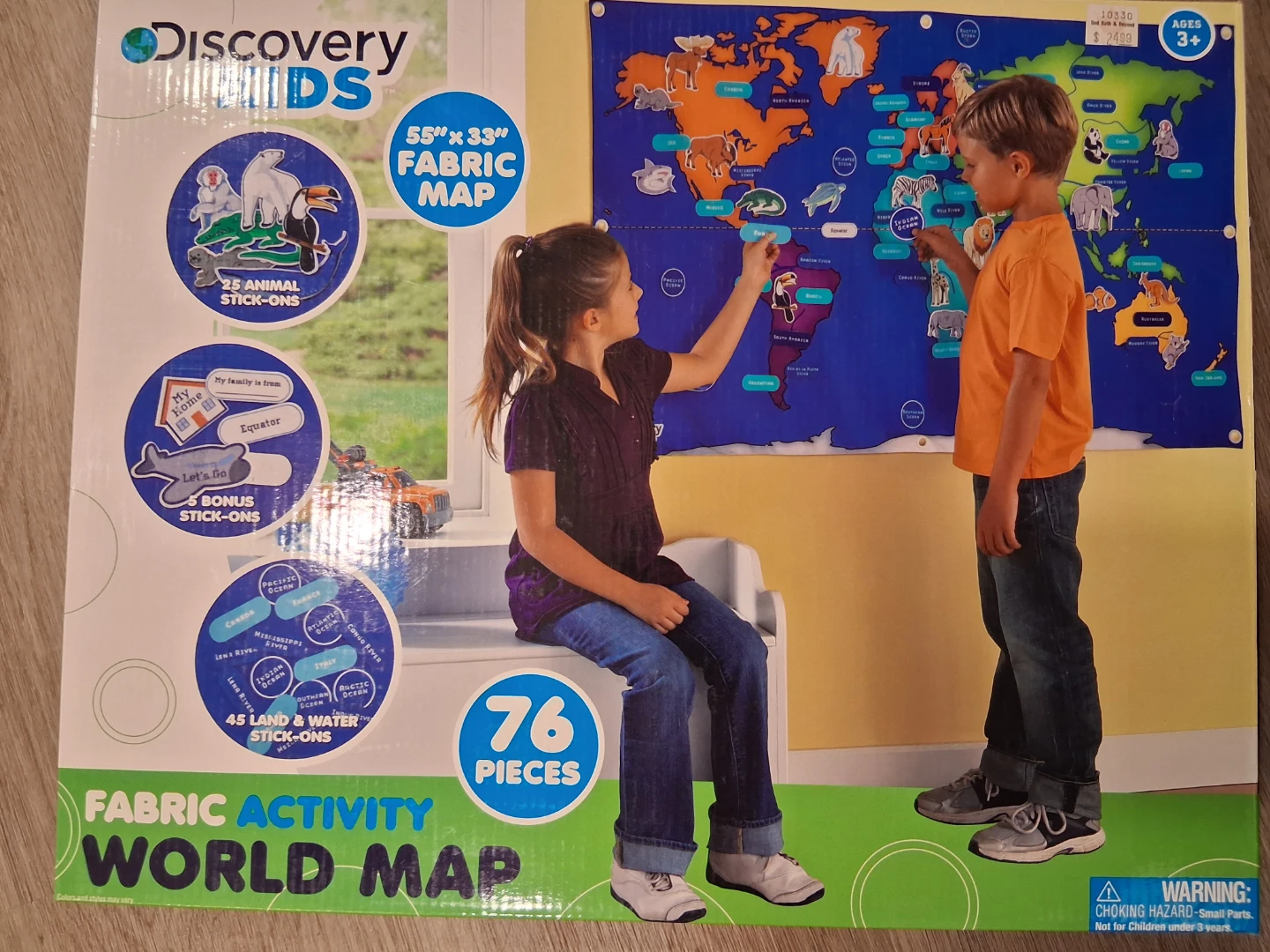 Discovery Kids Fabric Activity World Map 55" x 33"