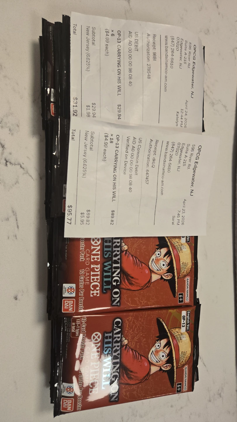 One Piece Card Game OP-13 Carrying on His Will Booster Packs