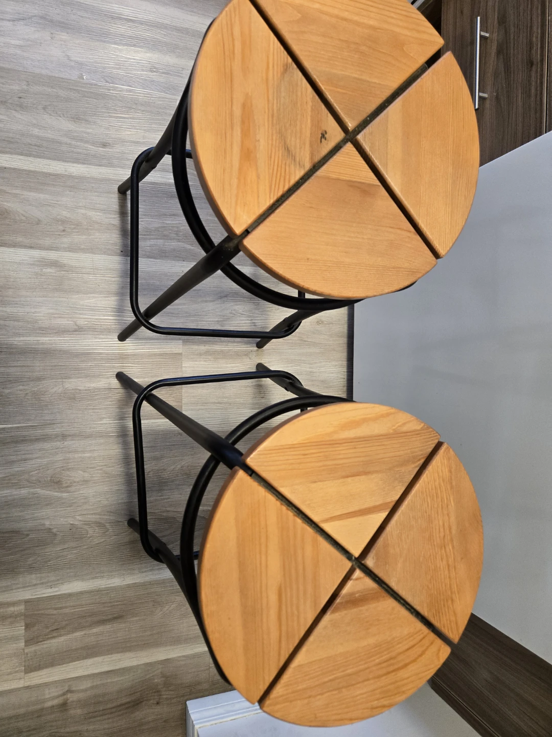 Set of 2 Wooden Top Bar Stools - photo 2