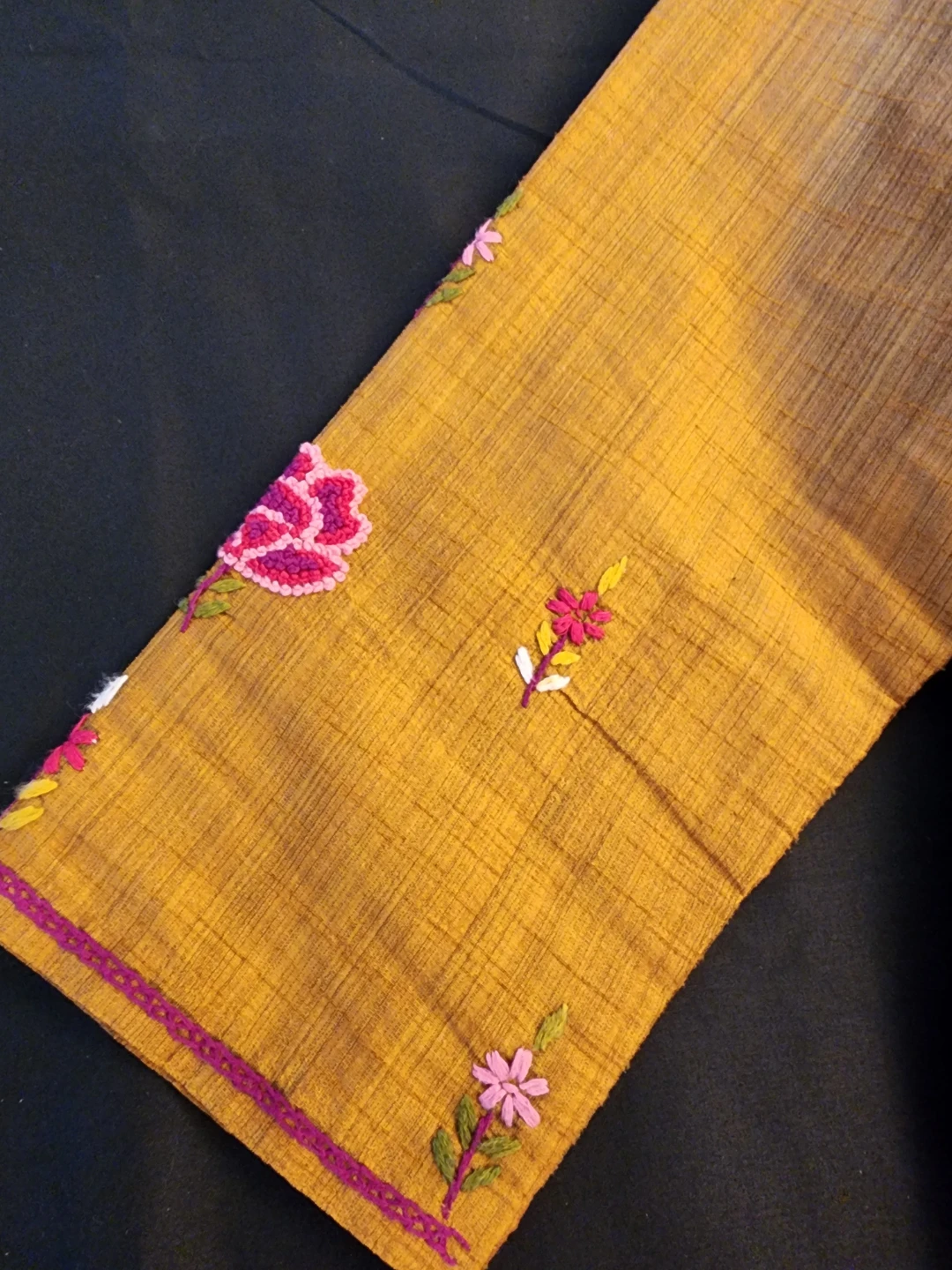 Embroidered Kurti with Pants and Dupatta - Mustard Yellow - photo 2