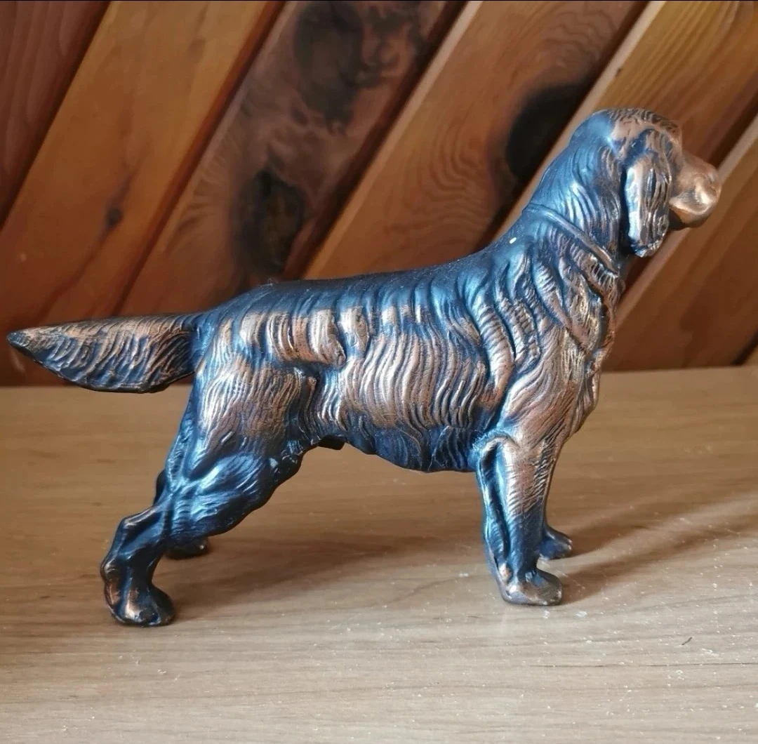 Vintage Solid Cast Bronze Dog Sculpture – Detailed Figure - photo 2
