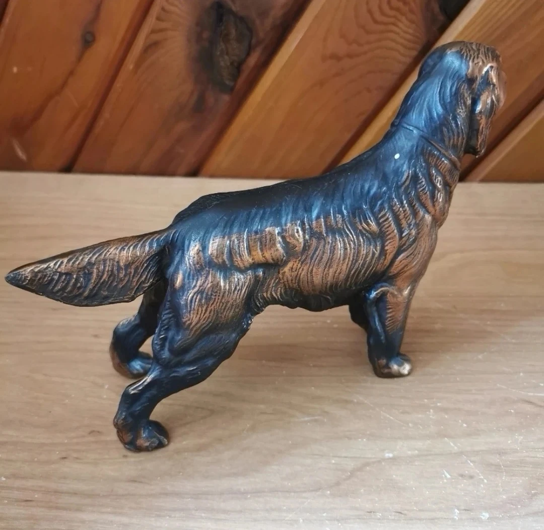 Vintage Solid Cast Bronze Dog Sculpture – Detailed Figure - photo 4
