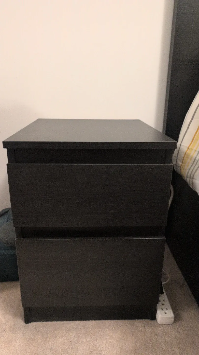 Black 2-Drawer Nightstand