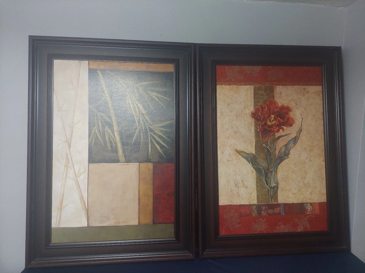 Set of 2 Framed Wall Art Prints - Bamboo and Floral