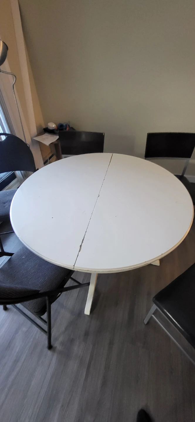 White Oval Dining Table with Leaf Extenders - photo 3