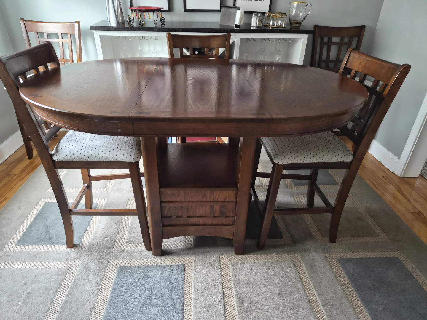 Wooden Oval Dining Table with 6 Chairs